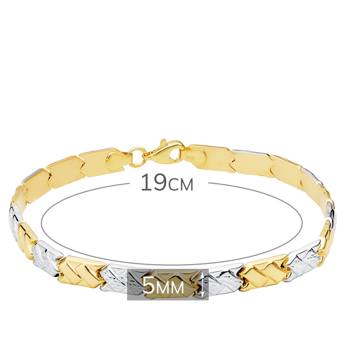 18K Bracelet Or Bicolore 19 Cm
