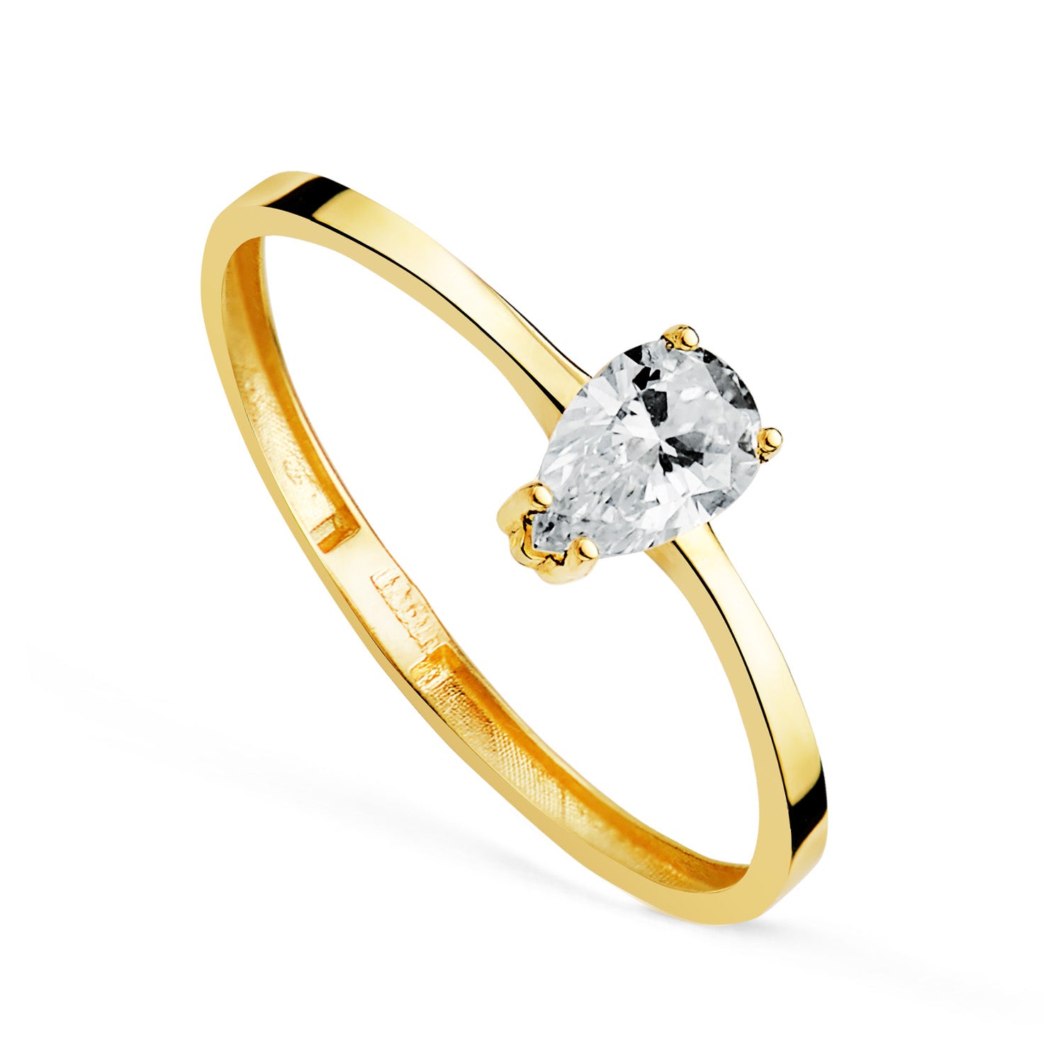 18K gul guld ring Pære Lab Diamond 0,35 Ct Lab Diamond VS2 - G Bredde: 6 mm