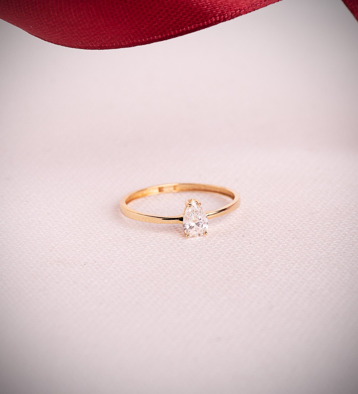 18K gul guld ring Pære Lab Diamond 0,35 Ct Lab Diamond VS2 - G Bredde: 6 mm