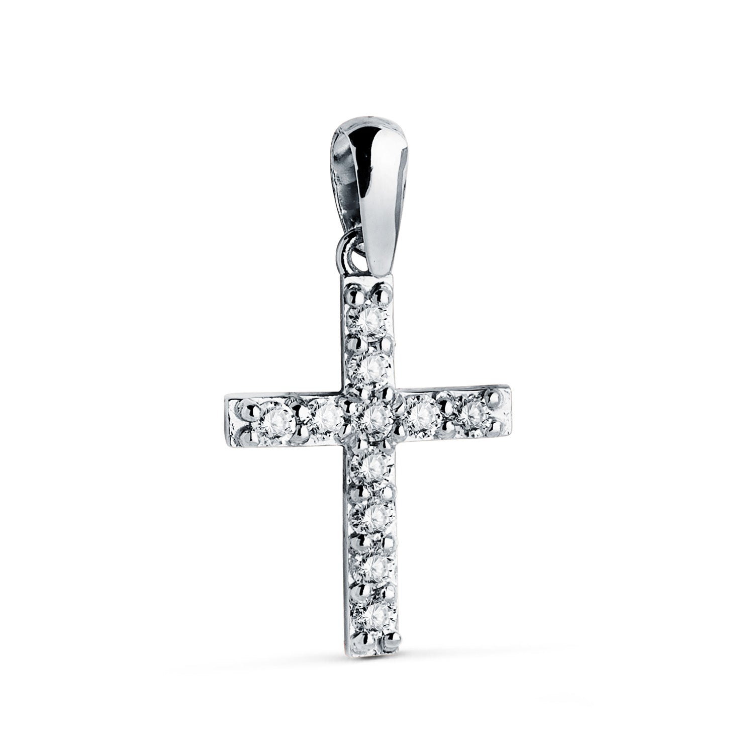 Pendentif Croix en Or Blanc 18 Carats avec 11 Diamants de Laboratoire (0,230 Carat, G-VS2) ? Dimensions : 17 X 11,5 mm