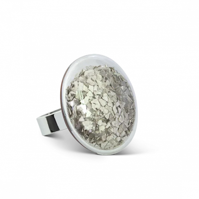 Ciottolo glitterato medio - Argento - Anello - Pylones