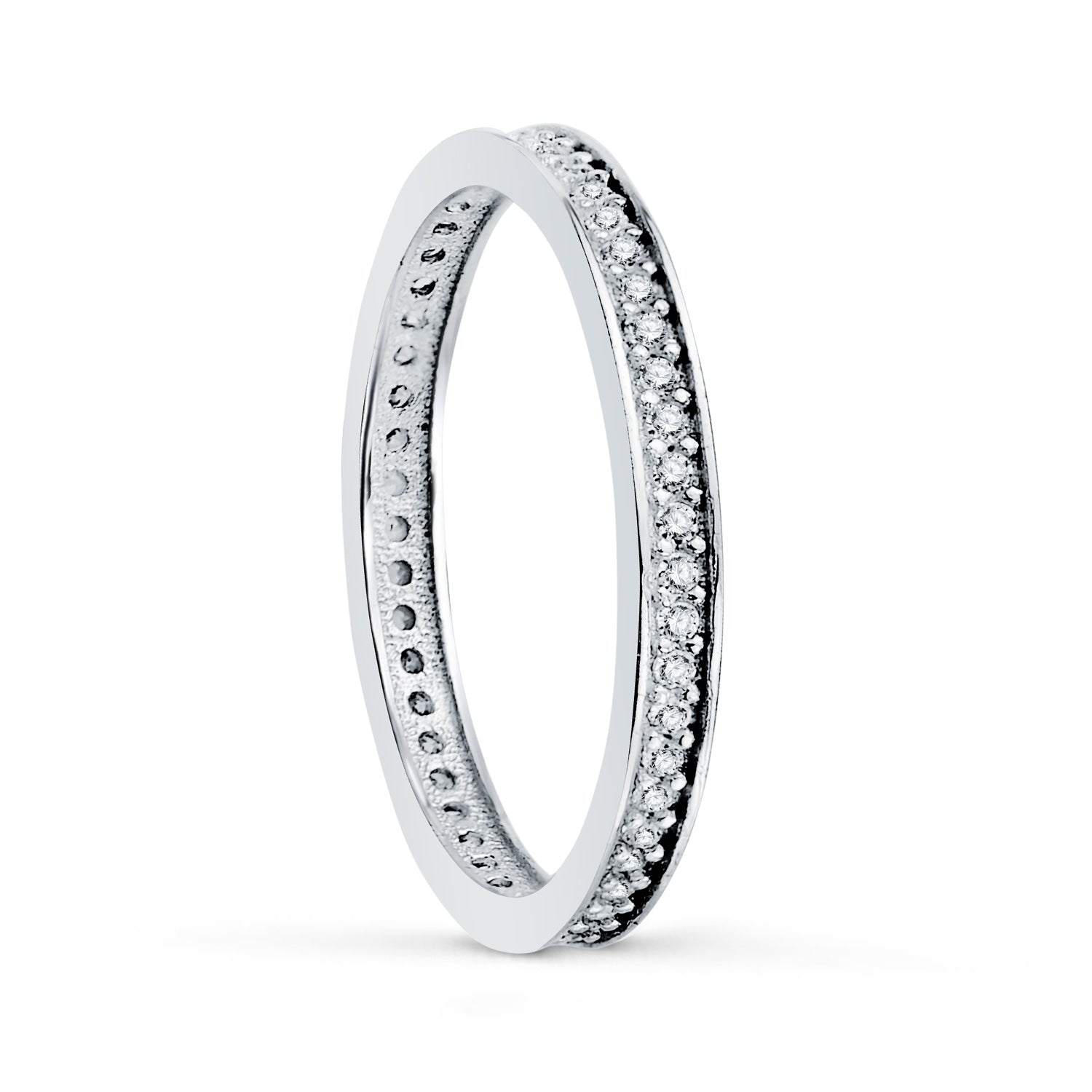 Verighetă completă din aur alb de 18 carate cu zirconiu cubic împânzit Lățimea: 2 mm