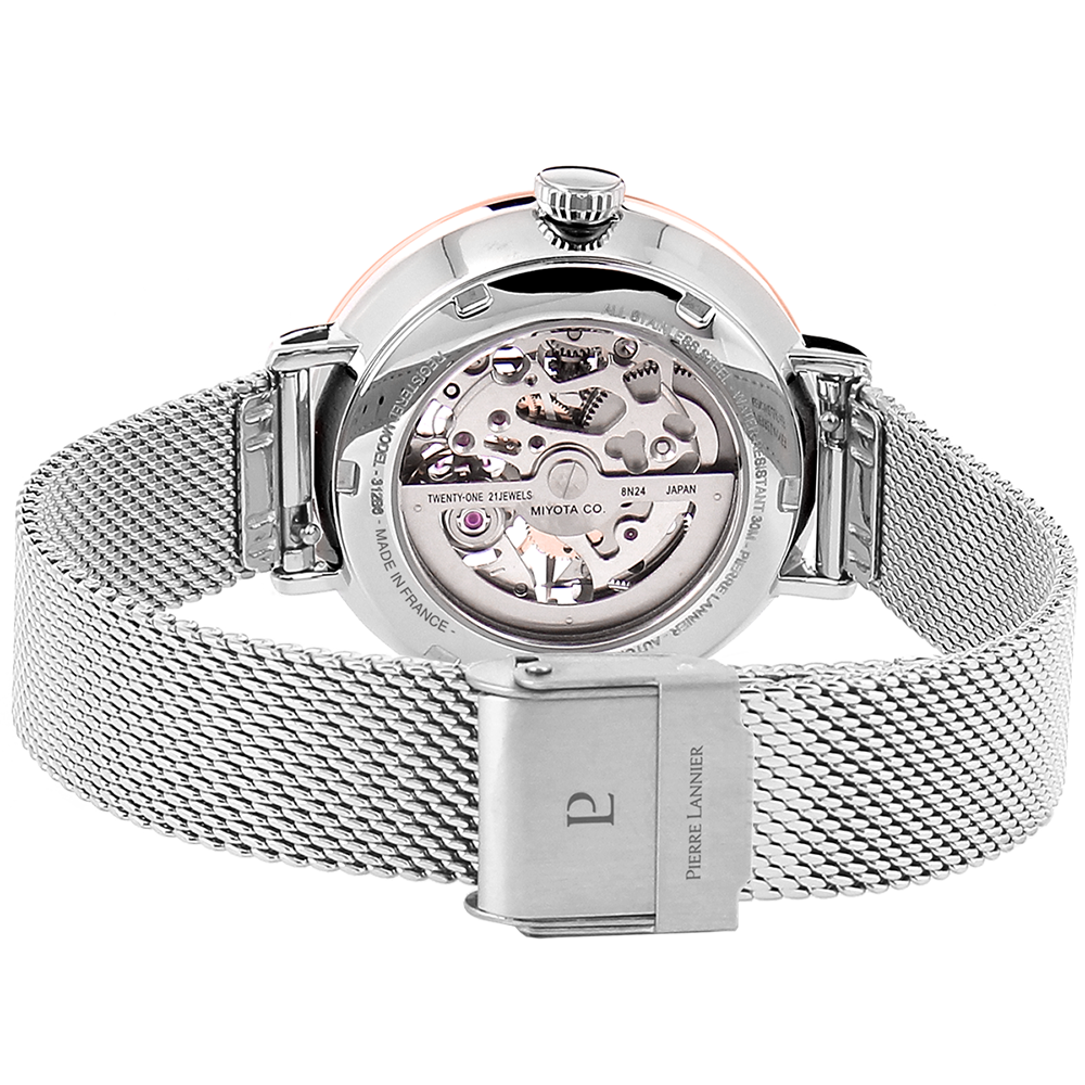 Silver sunray dial, rose gold hands, elegant bezel Pierre Lannier 312B628