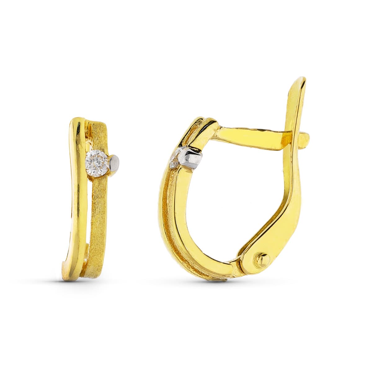 Pendientes Oro 18K Diamantes Cierre Catalán 9X3MM