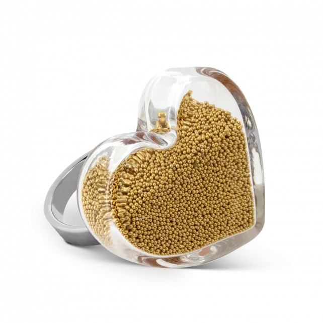Cuentas de Corazón Medianas - Oro - Anillo - Pylones