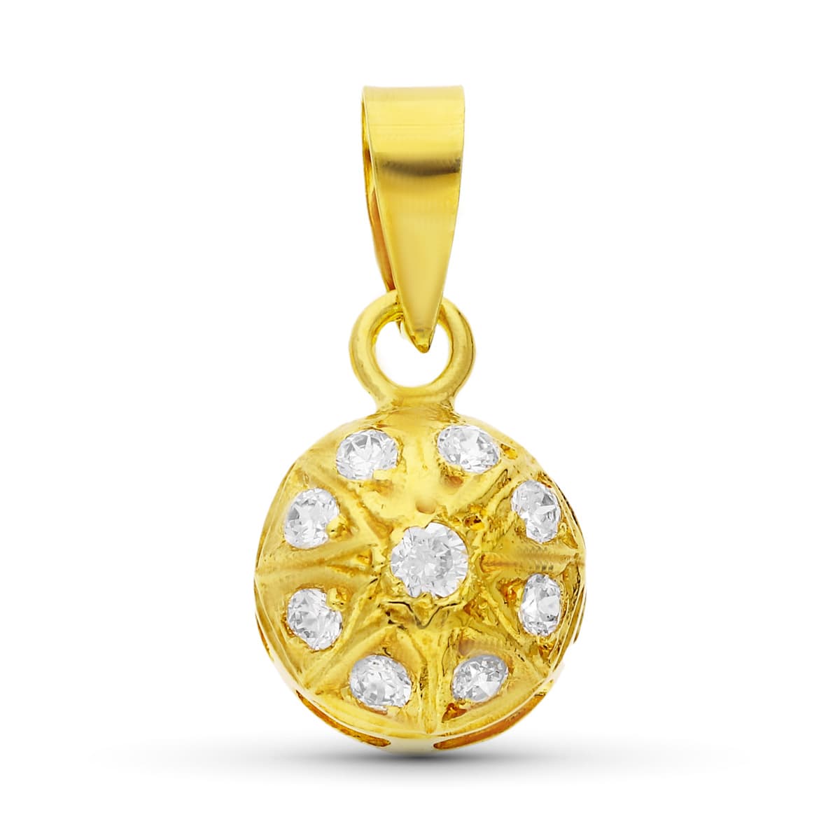 18K Pendentif en Or Jaune et Oxydes de Zirconium 13X9 mm