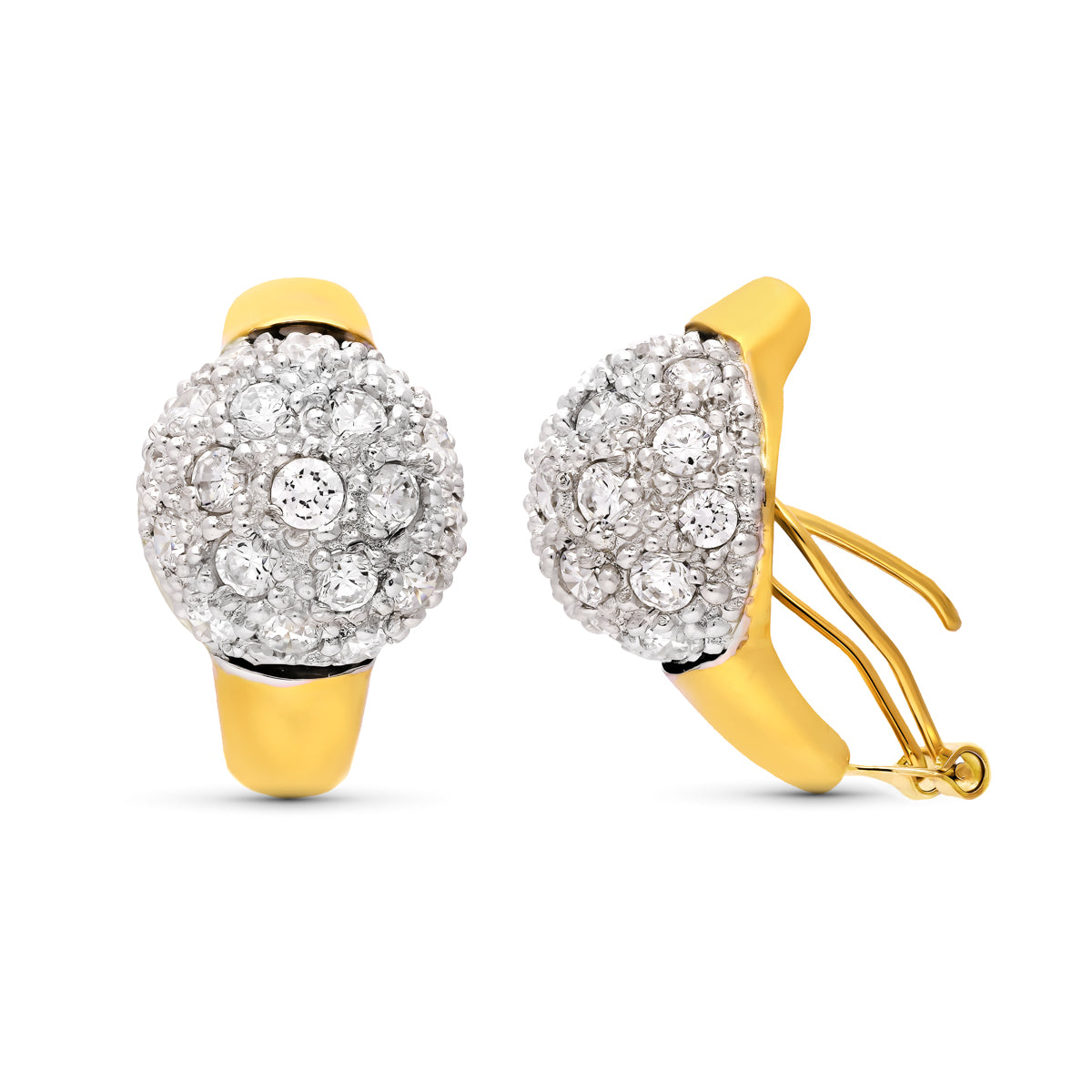 Pendientes Oro Bicolor 18K 21X13 mm Cierre Omega