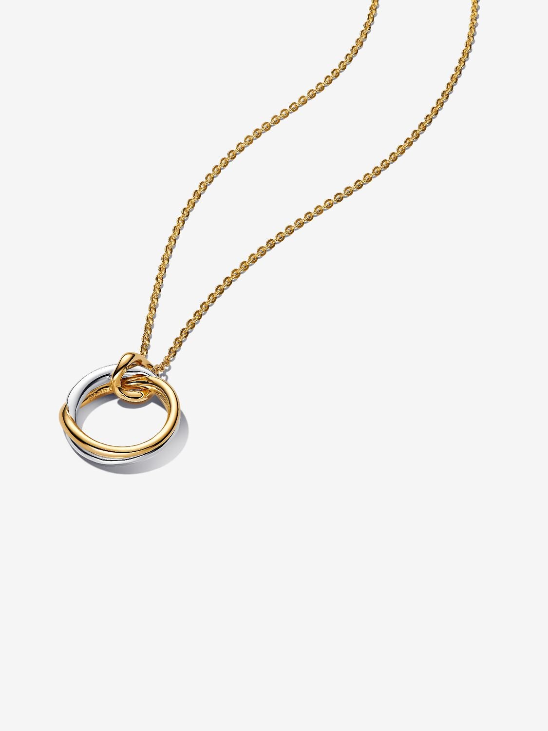 Halskette mit organisch geformtem zweifarbigem Anhänger | Pandora