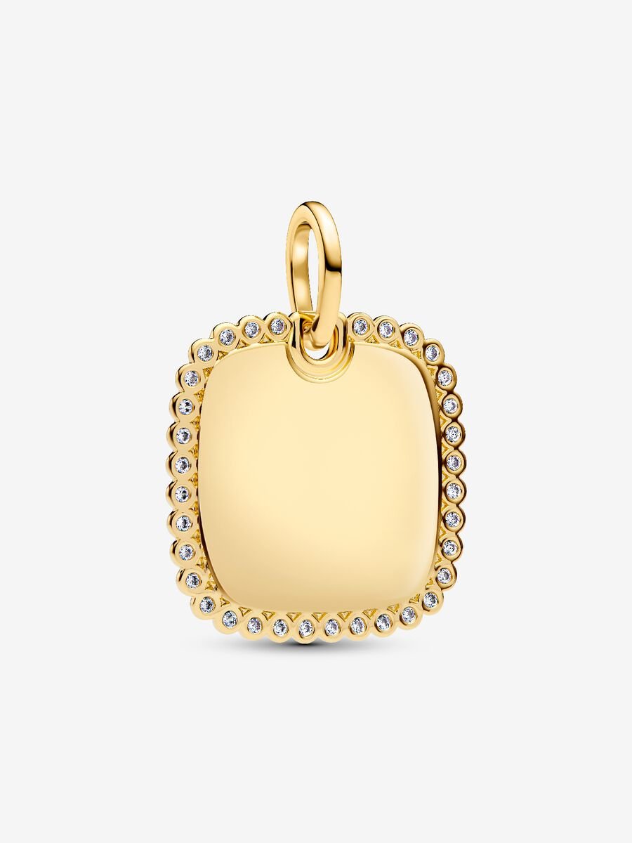 Engravable Golden Square Medallion | Pandora