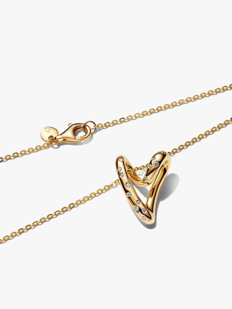 Collier Pandora - Pendentif Cœur Organique Serti Doré | 364669C01