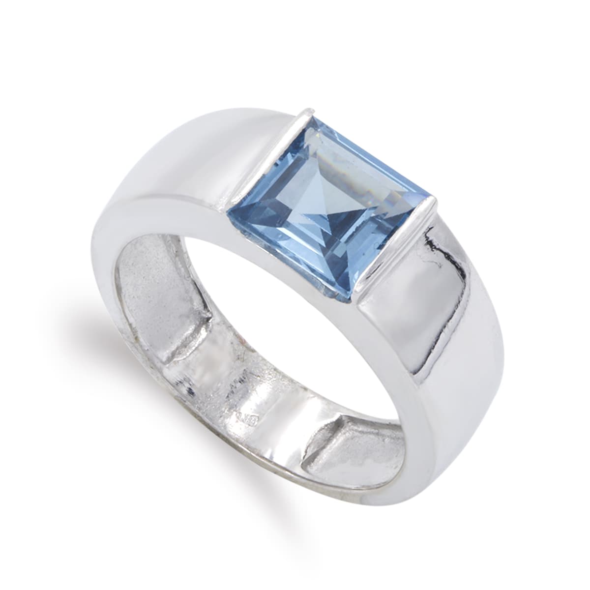 Bague Aigue-marine Or Blanc 18K 8 mm