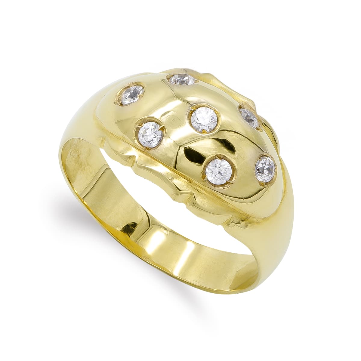 18K Sortija Oro Amarillo Con Circonitas. Çapa: 12,5 mm