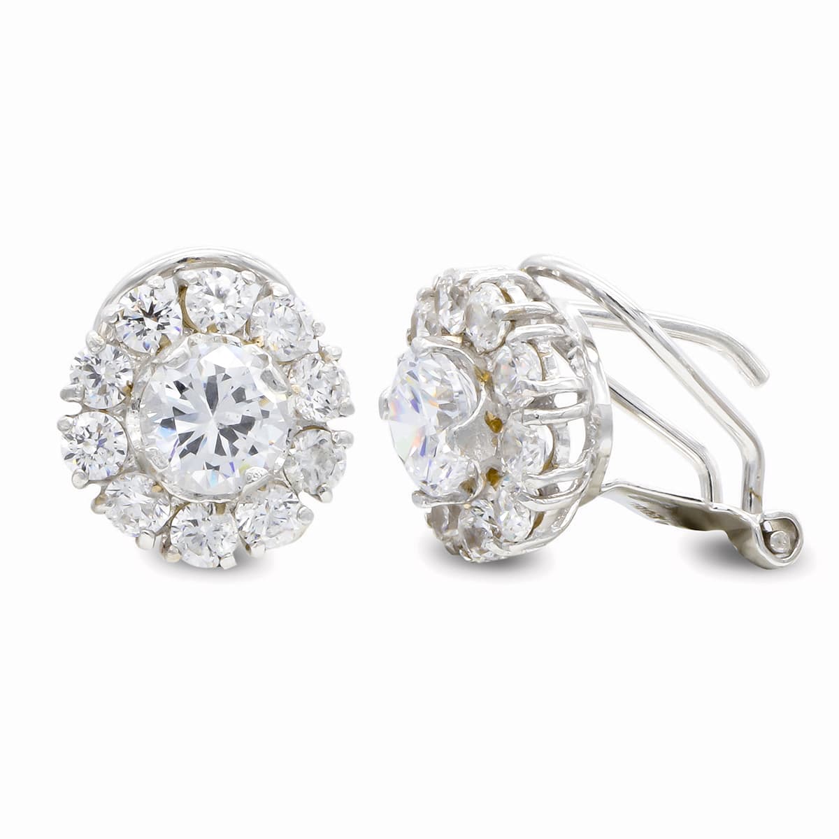 Pendientes Oro Blanco 18K y Circonitas