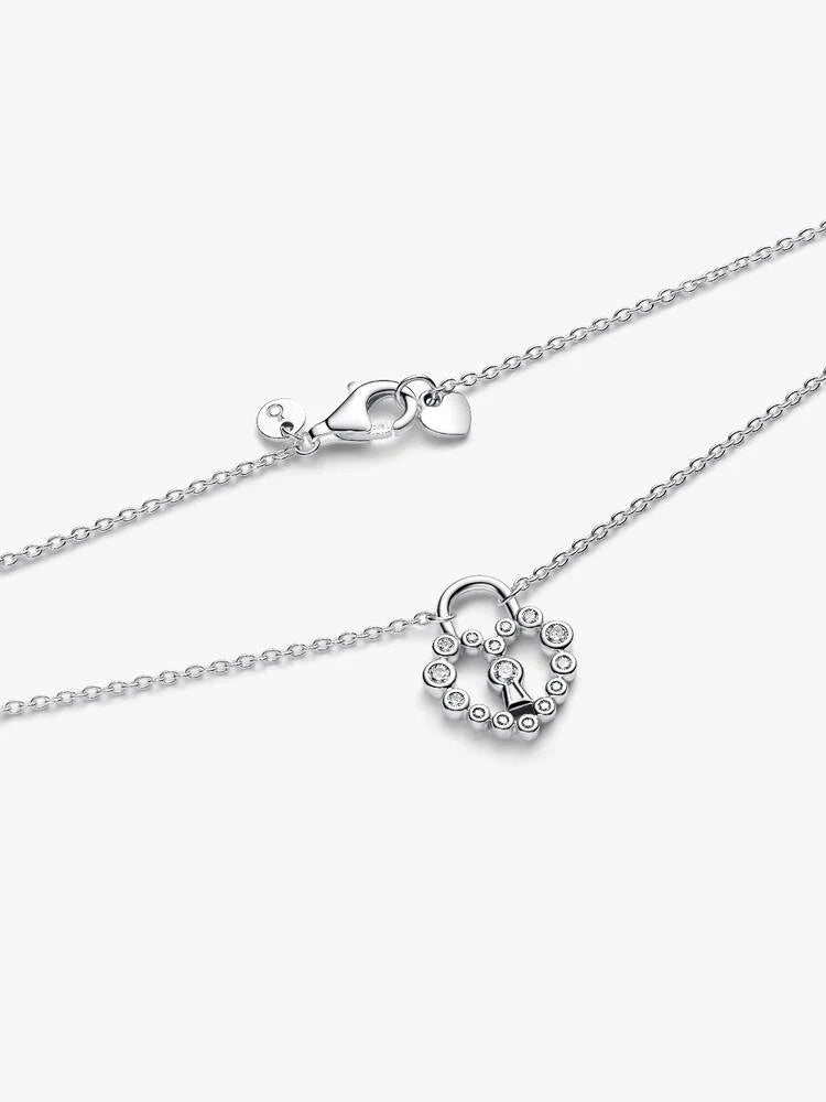 Pandora-Halskette – Herz-Vorhängeschloss-Anhänger