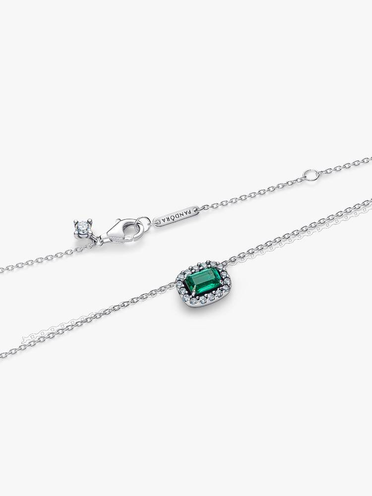 Collar Pandora - Colgante rectangular con halo verde brillante | 394503C01