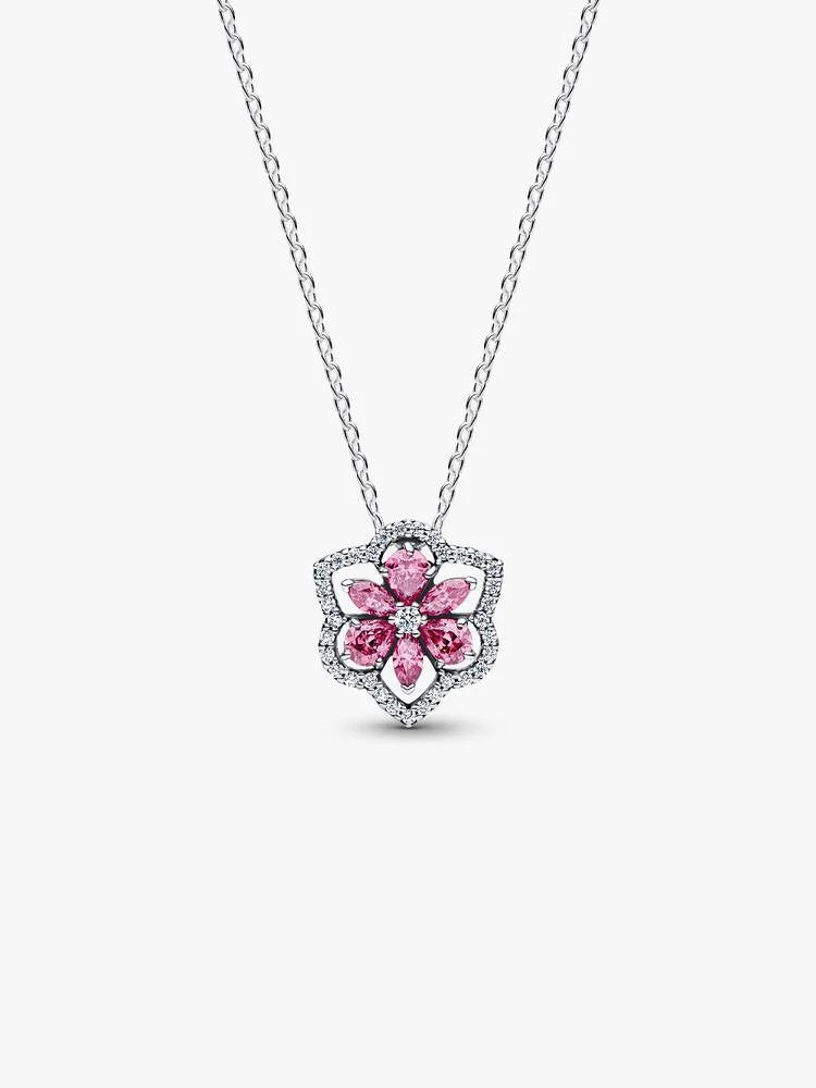 Pandora Necklace - Sparkling Herbarium Rose Flower Pendant | 394576C01