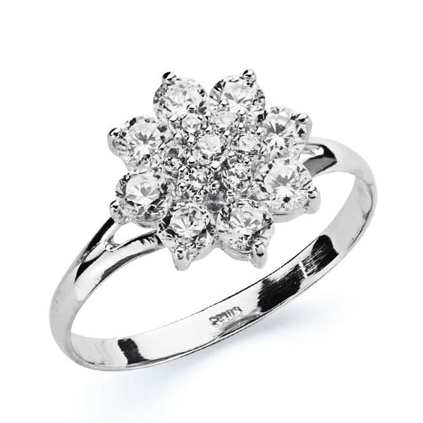 18K White Gold Ring with Zirconia Width: 11.5 mm