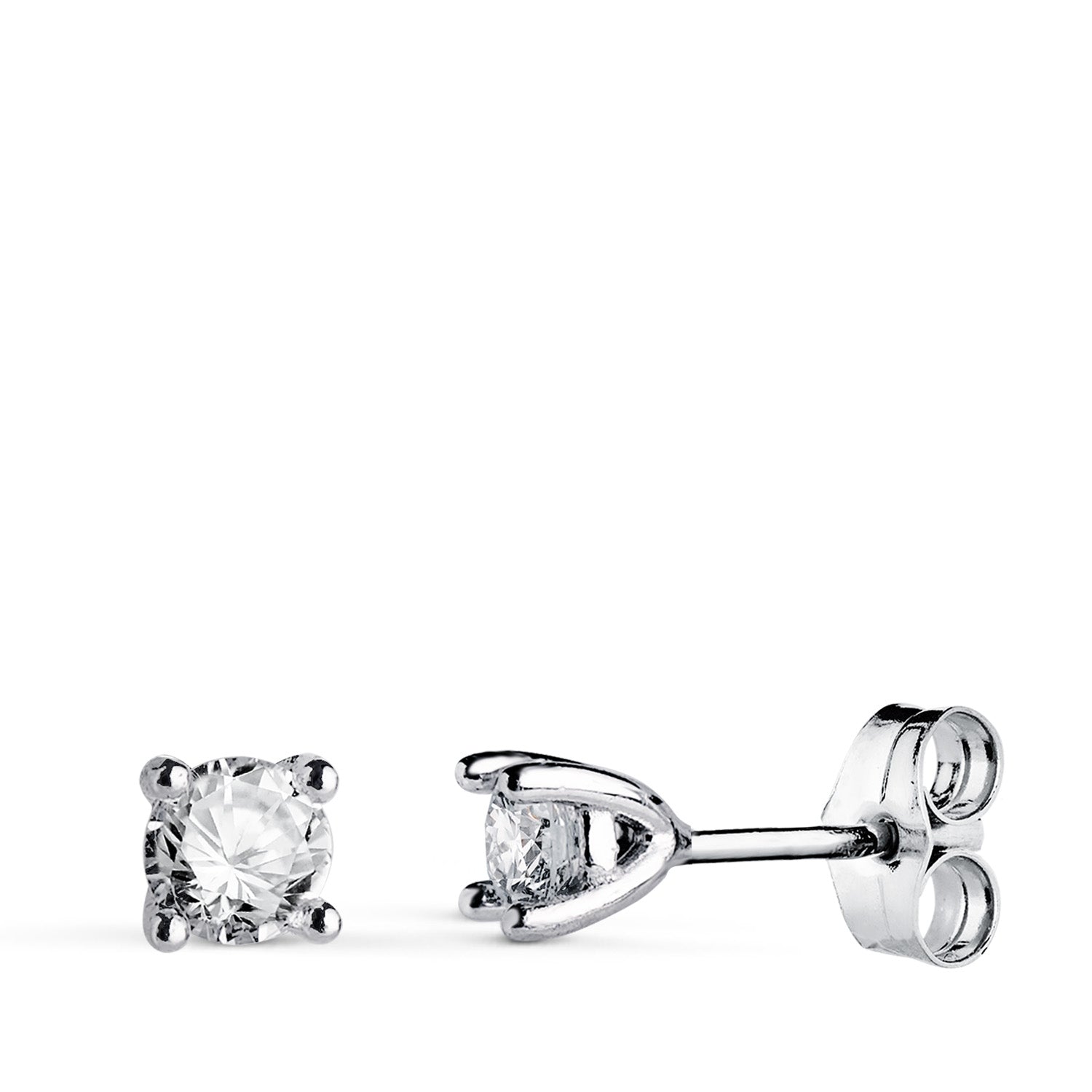 Earrings in 18K White Gold with Brilliant Cut Diamonds 4.5MM 0.600 Cts VS2-G 4.5X4.5 mm Laboratory Setting