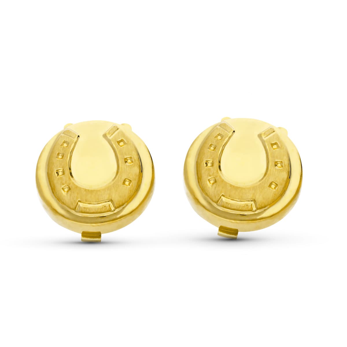 Boutons de Manchette Rond en Fer à Cheval en Or Jaune 18 Carats
