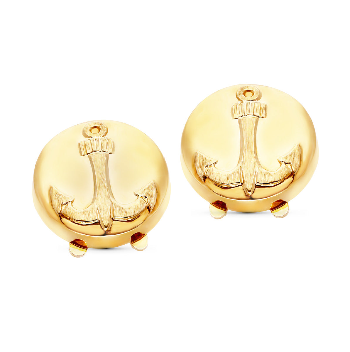 Manschettknappar Cover Anchor Button 18K Guld Guld 15 mm