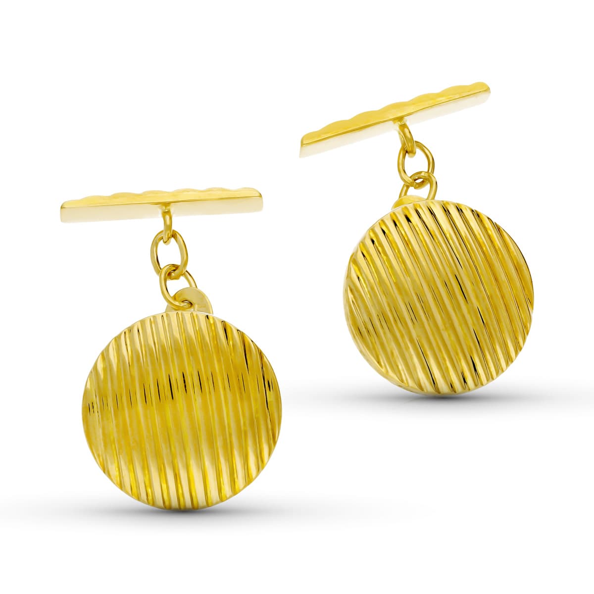 Runda Manschettknappar 18K Gult Guld 15 mm