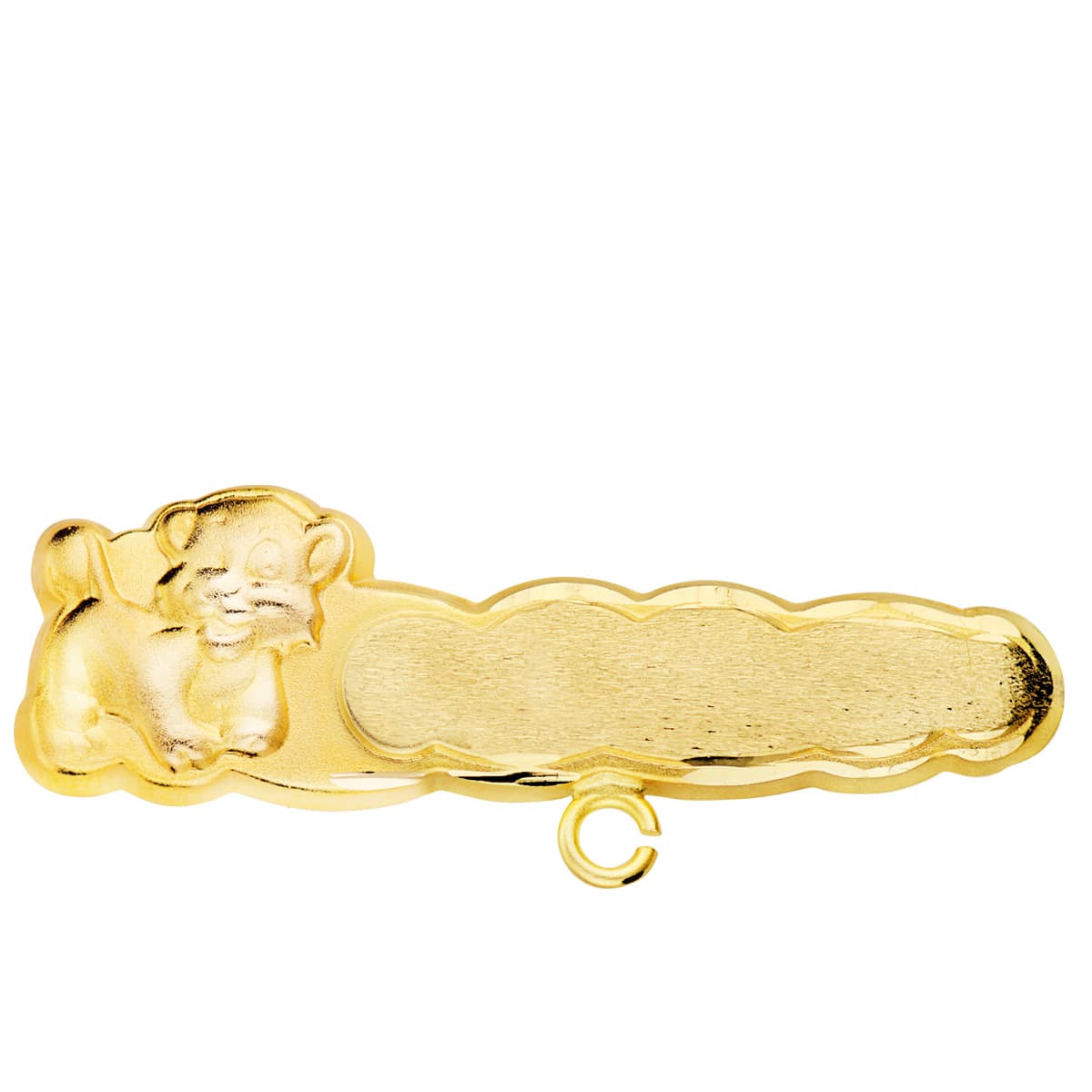 18K Epingle a Nourrice Or Jaune Lion 28 X 8 mm