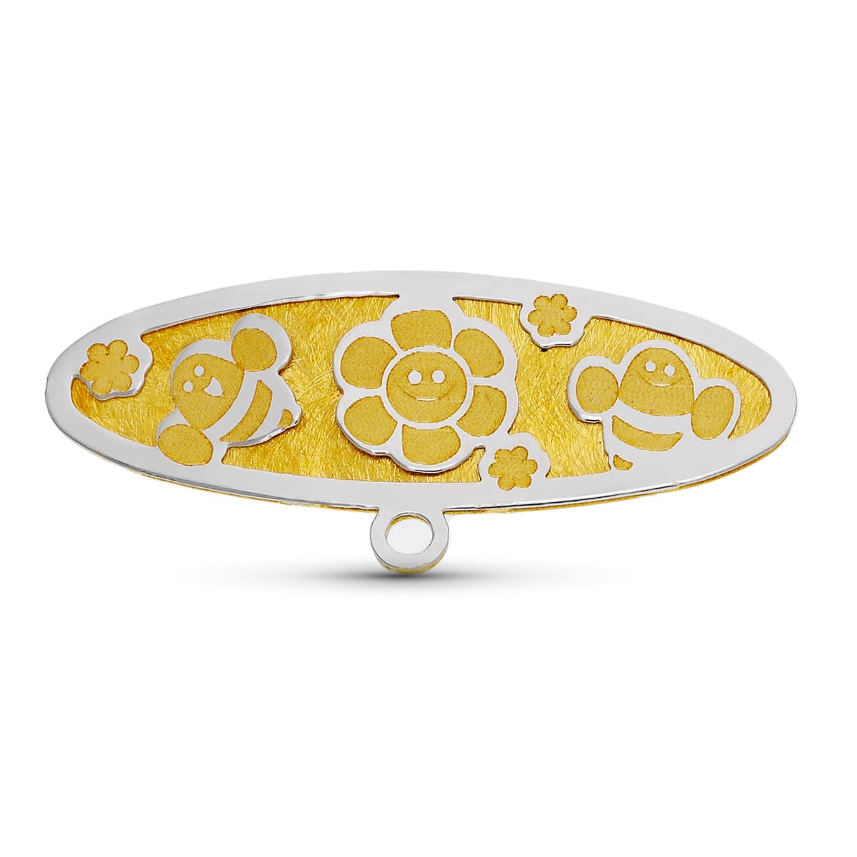 18K Eplingle à Nourrice Or Bicolore 28 X 9 mm