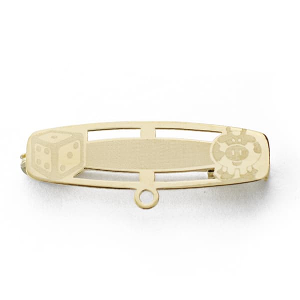 Dés et Pin Cochon en Or Bicolore 18K 28X8 mm
