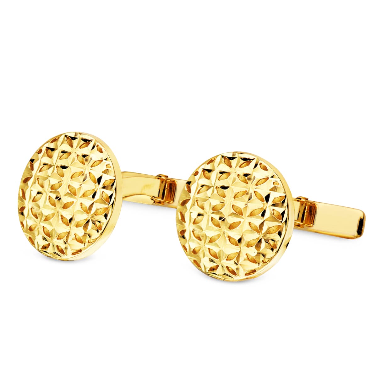 18K Yellow Gold Cufflinks - Swivel Stick Clasp 15 mm