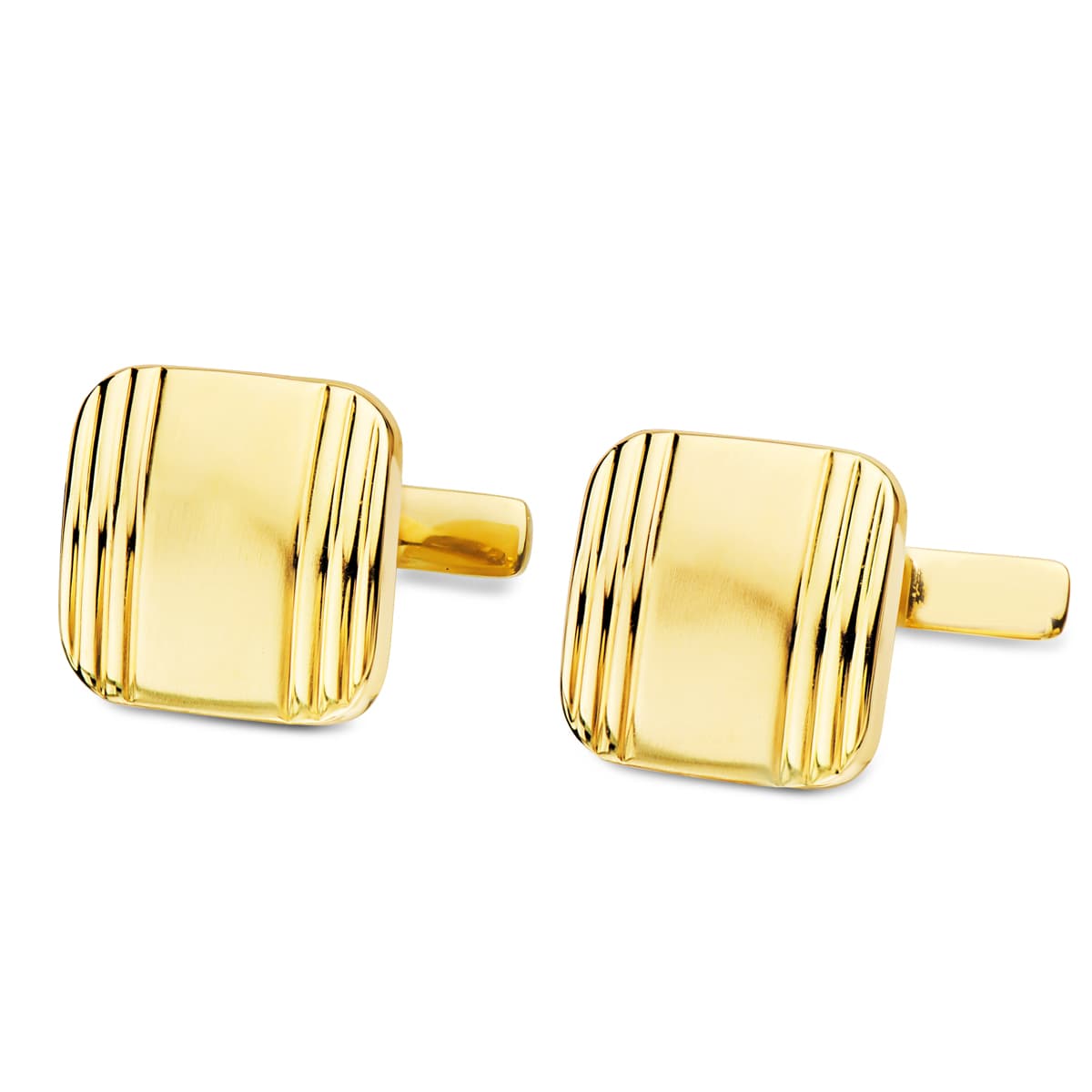 18K gult gull mansjettknapper 14X14 mm