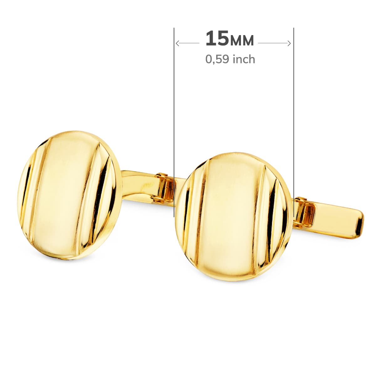 18K Boutons de Manchette 15 mm