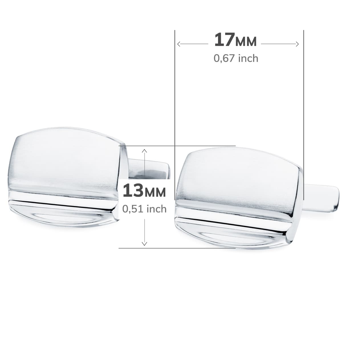 Mansjettknapper i 18K hvitt gull - Svingpinnelås 17X13 mm
