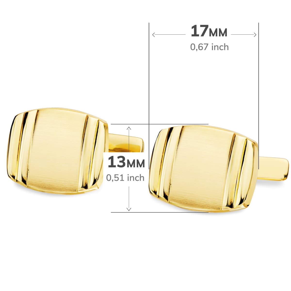 Gemelli a tunnel in oro giallo 18 carati lucidi e opachi 17X13 mm Chiusura rigida altalena