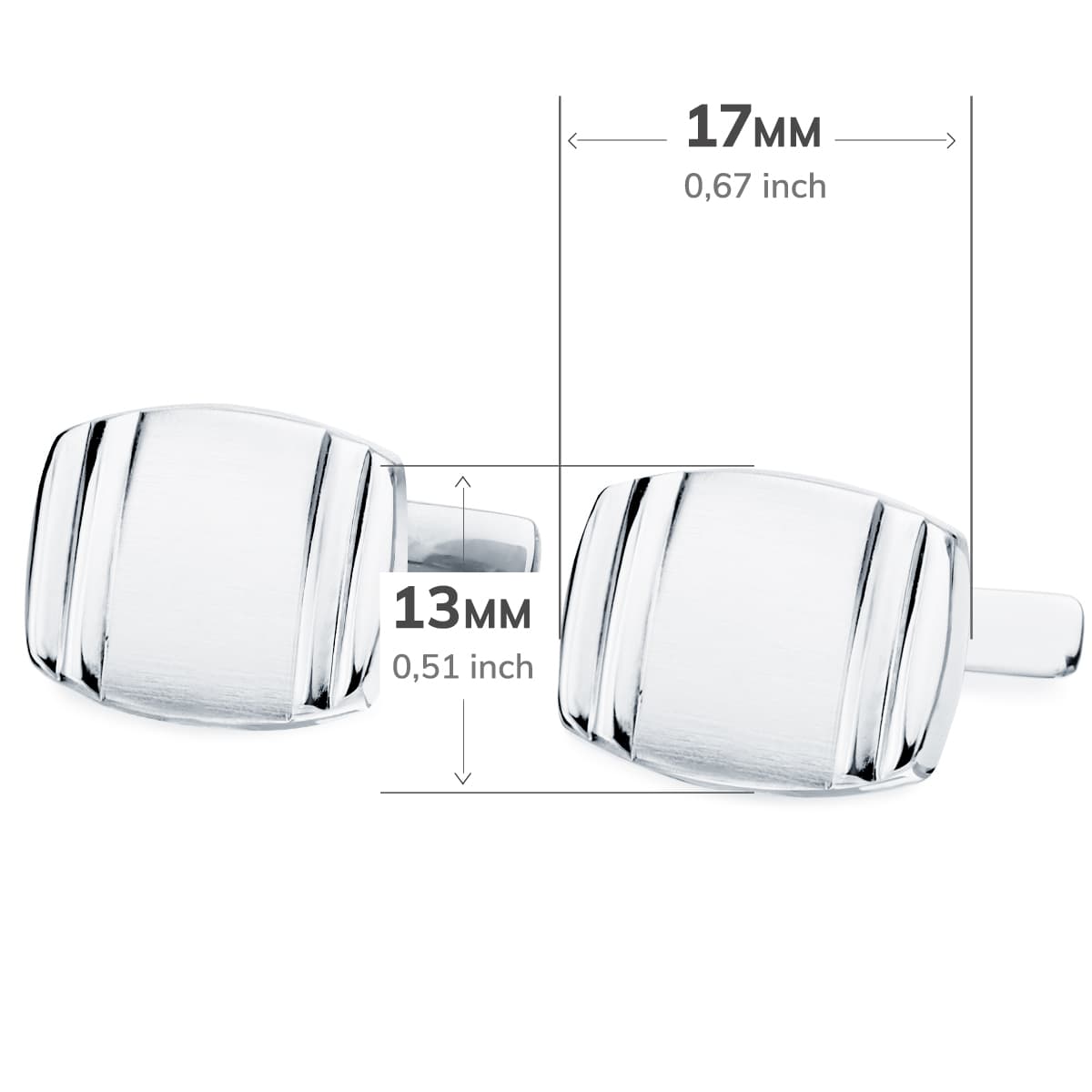 18K witgouden manchetknopen - Draaibare stoksluiting 17X13 mm