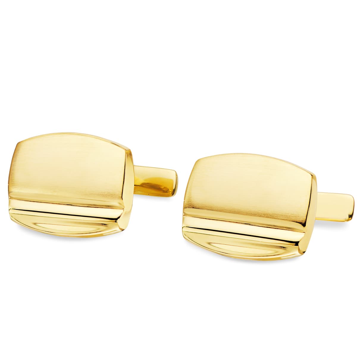 18K gul guld matte og skinnende tunnelmanchetknapper 17X13 mm stiv gyngelås