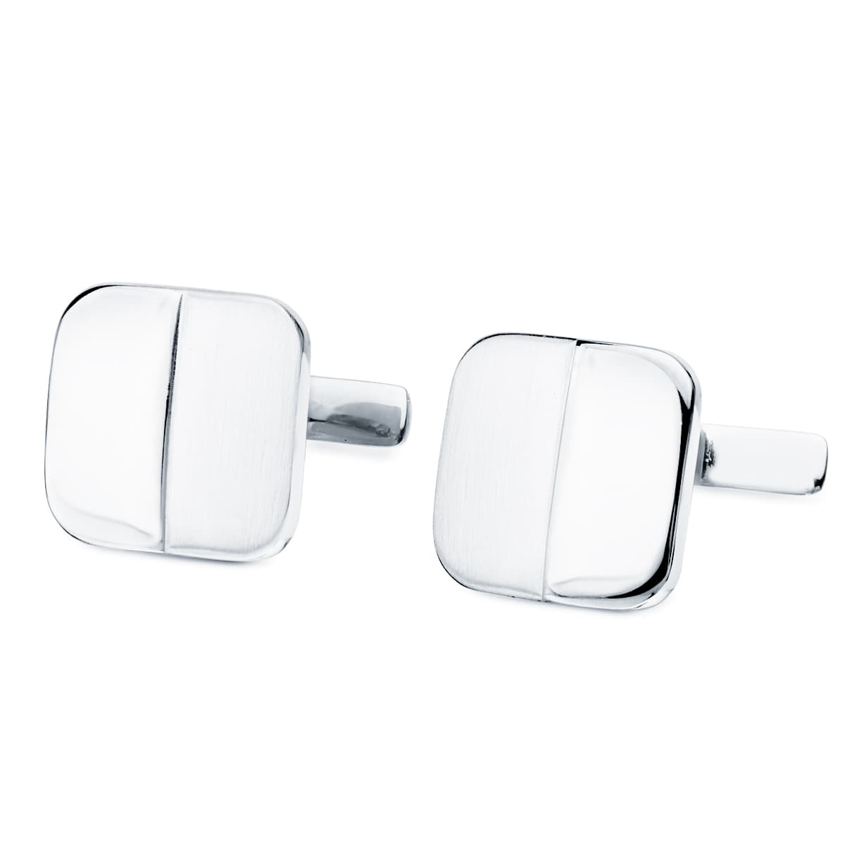 18K witgouden manchetknopen - Draaibare stoksluiting 14X14 mm