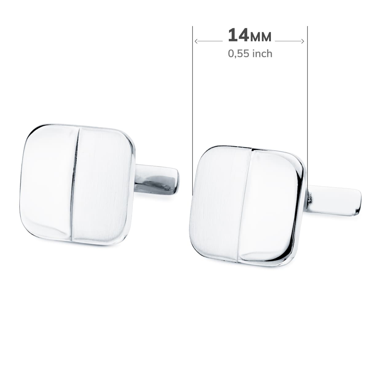 18K witgouden manchetknopen - Draaibare stoksluiting 14X14 mm