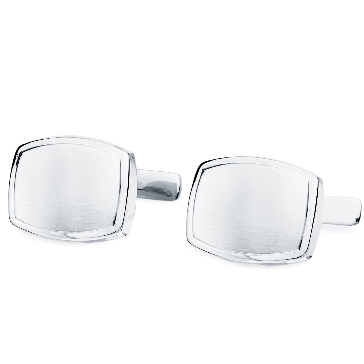 Manschettknappar Stämplade 18K Vitguld Styv Tunnel Svänglås 17X13 mm