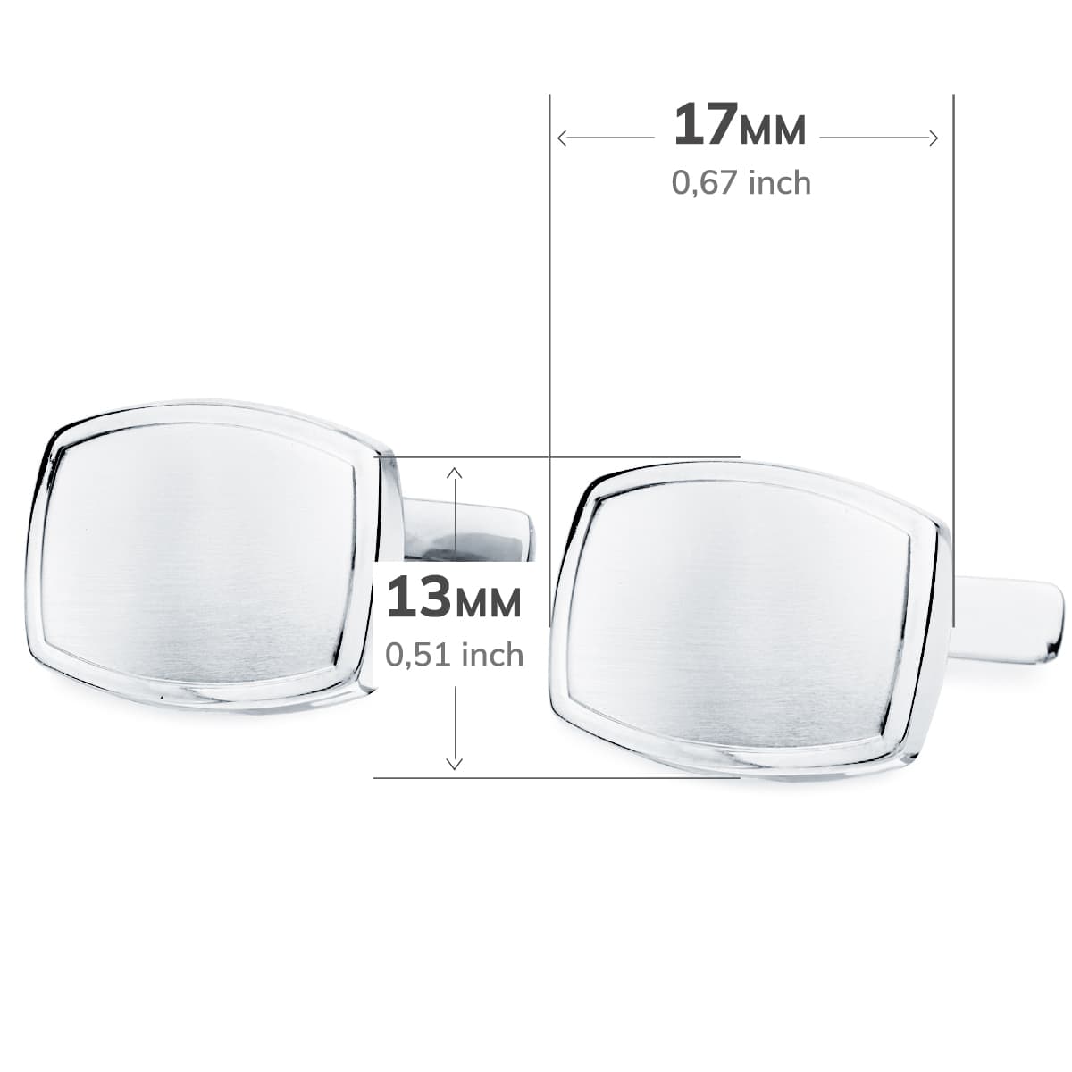 Manschettknappar Stämplade 18K Vitguld Styv Tunnel Svänglås 17X13 mm