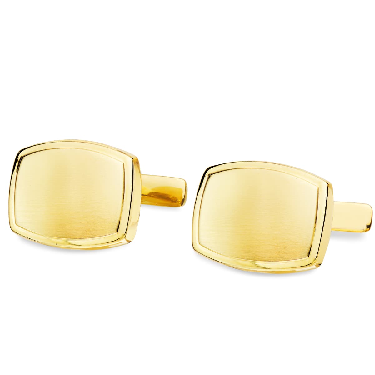 Boutons de Manchettes Or Jaune Tunnel Mat et Brillant 17X13 mm Fermoir Ocsilante Rigide