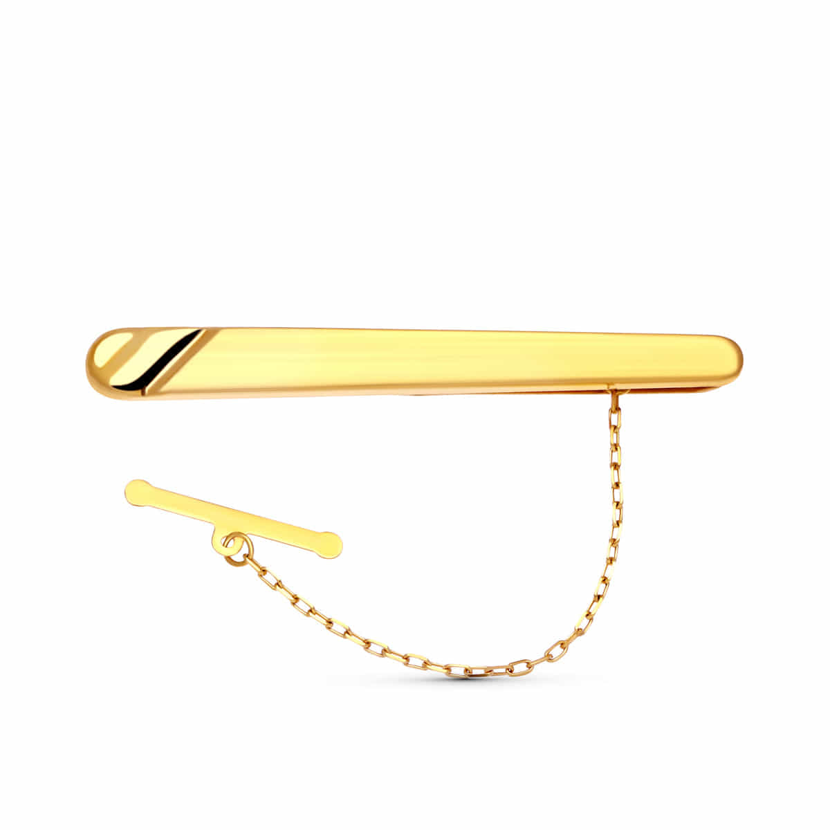 Clip Pisacorbata 18K Or Jaune avec Gallon Brillant Mesure : 54X6 mm Attache Trevilla