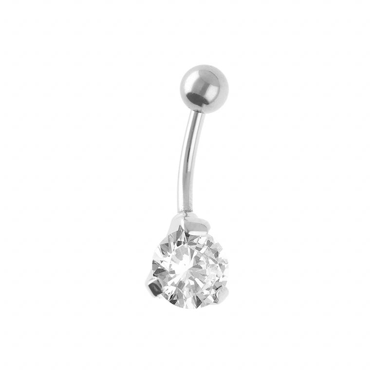 Witte steen synth piercing – zilver staal | Azulin