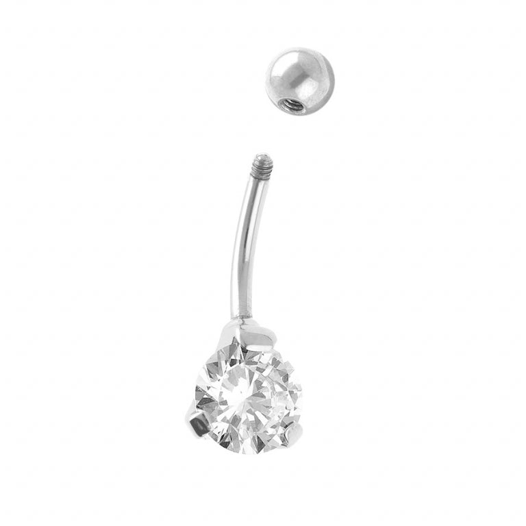 Witte steen synth piercing – zilver staal | Azulin-weergave 2