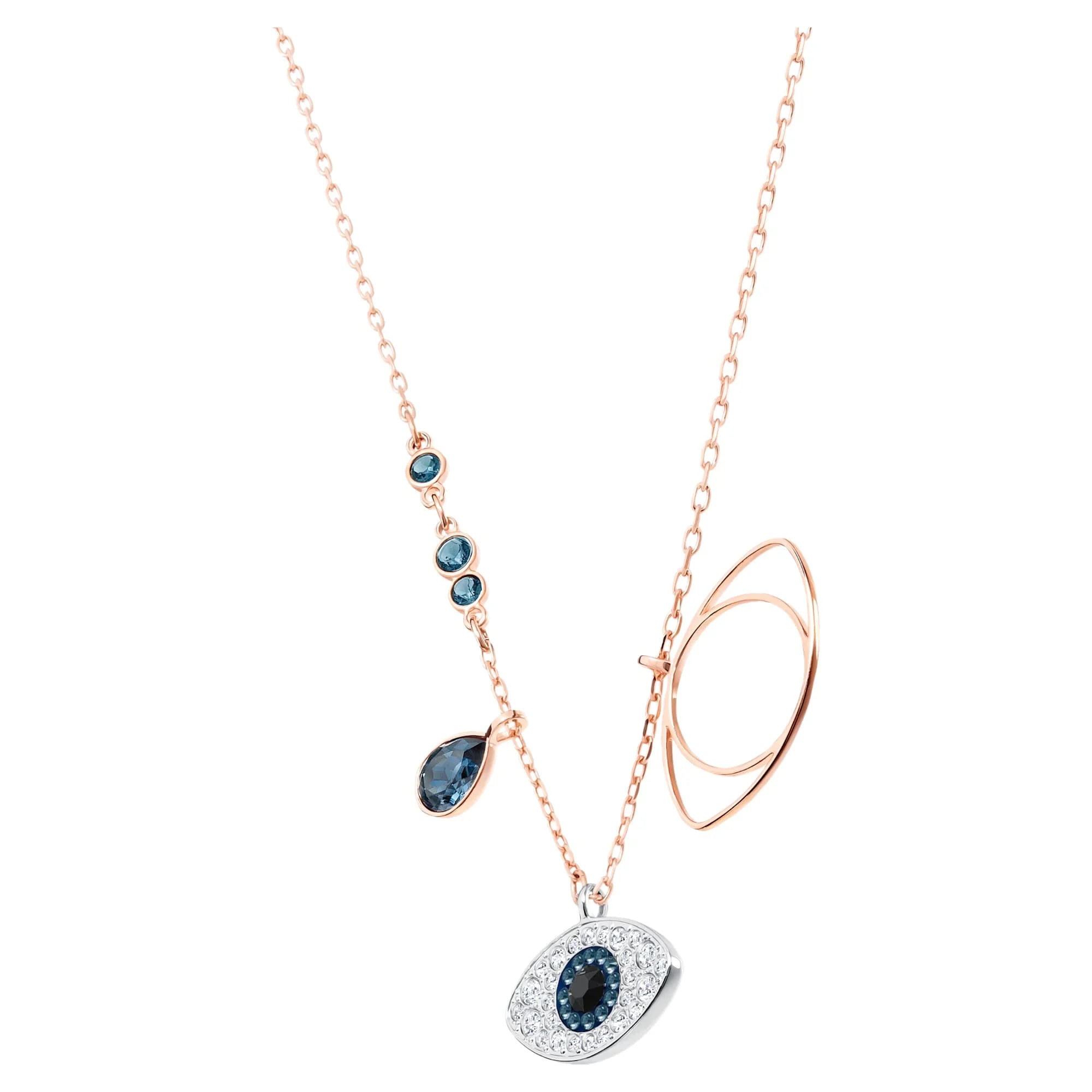 Sembolica Şanslı Göz Kolye Mavi İki Tonlu – Swarovski görünümü 4