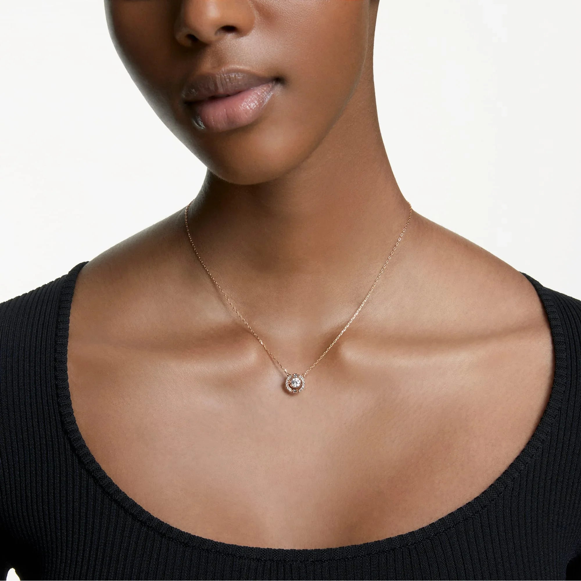 Collar Una Redondo Oro Blanco Rosa – Swarovski vista 2
