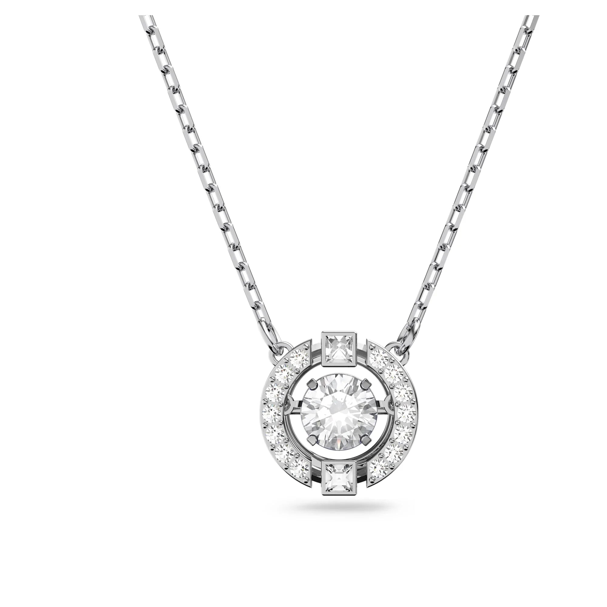 Colier Swarovski - Una - Taie Rotunda - Alb & Argintiu