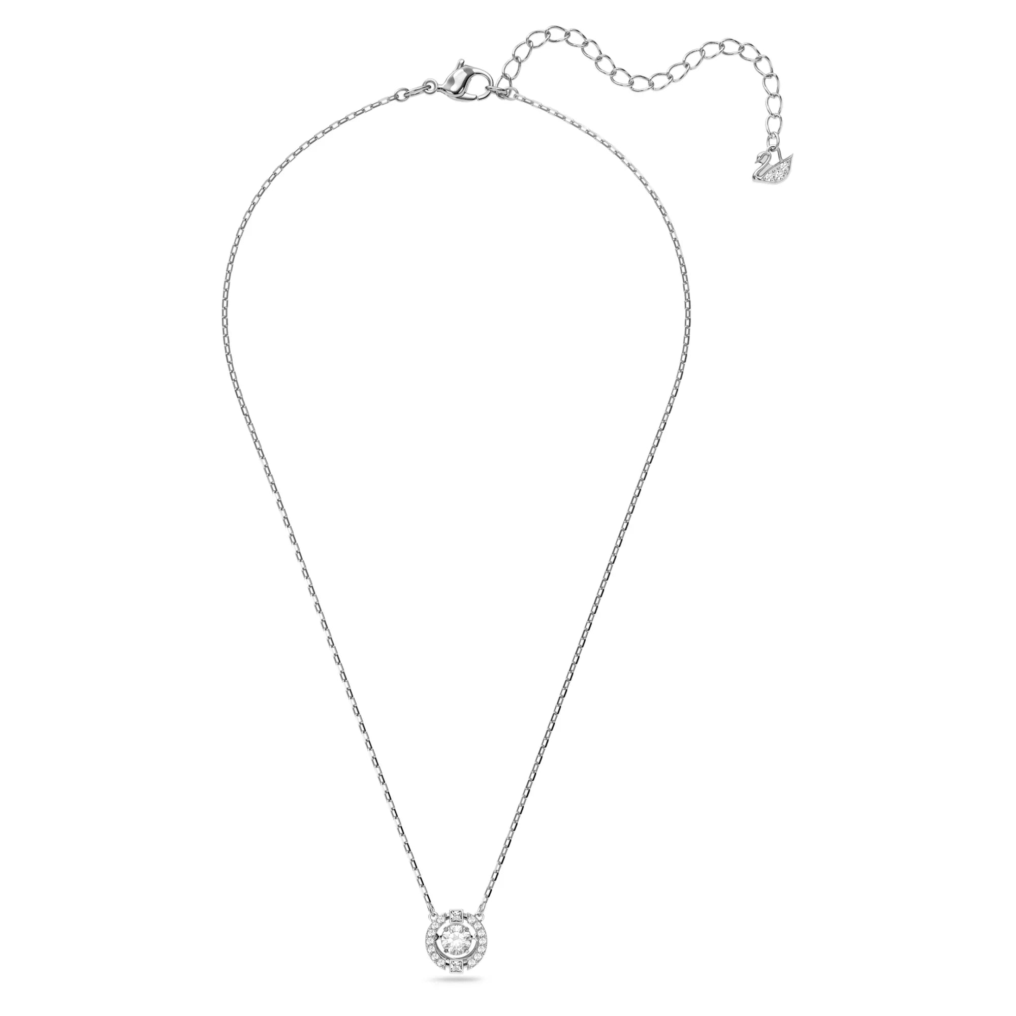 Colier Swarovski - Una - Croială rotundă - Vedere alb și argintiu 3