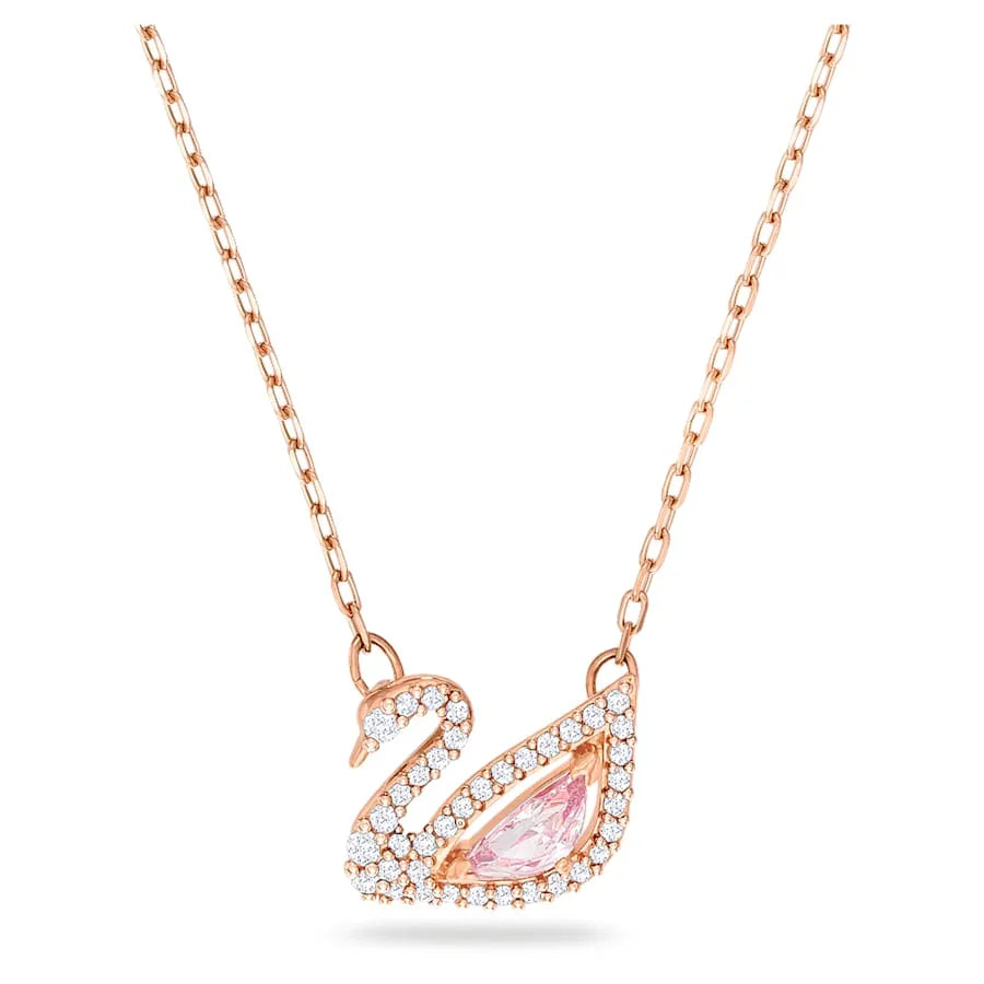Káprázatos hattyú nyaklánc Pink Swan Rose Gold – Swarovski