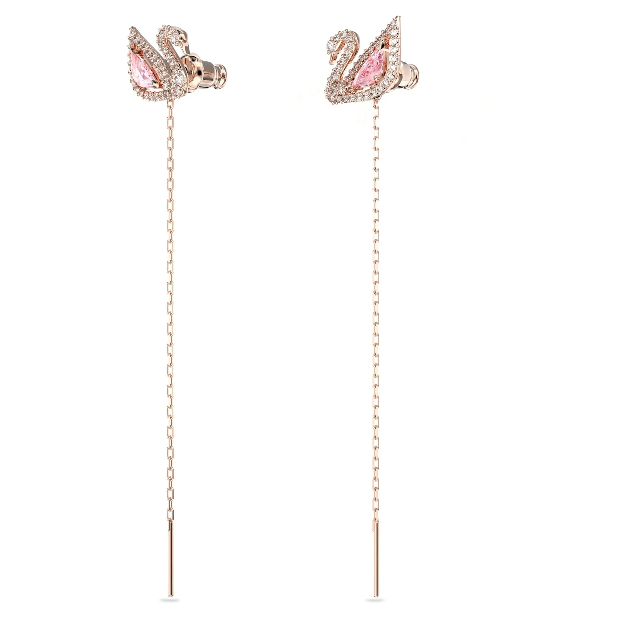 Kadın Göz Kamaştırıcı Kuğu Küpe Pembe Altın Pembe – Swarovski görünümü 3