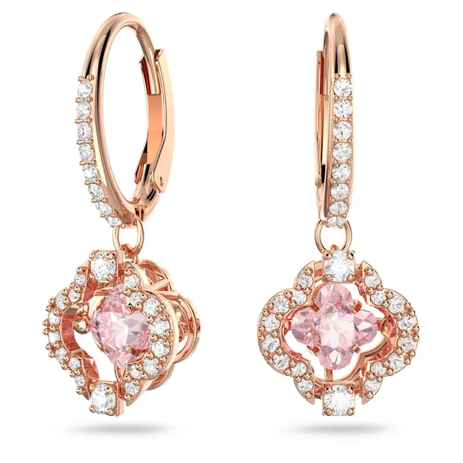 Γυναικεία σκουλαρίκια Una Clover White Gold Rose – Swarovski
